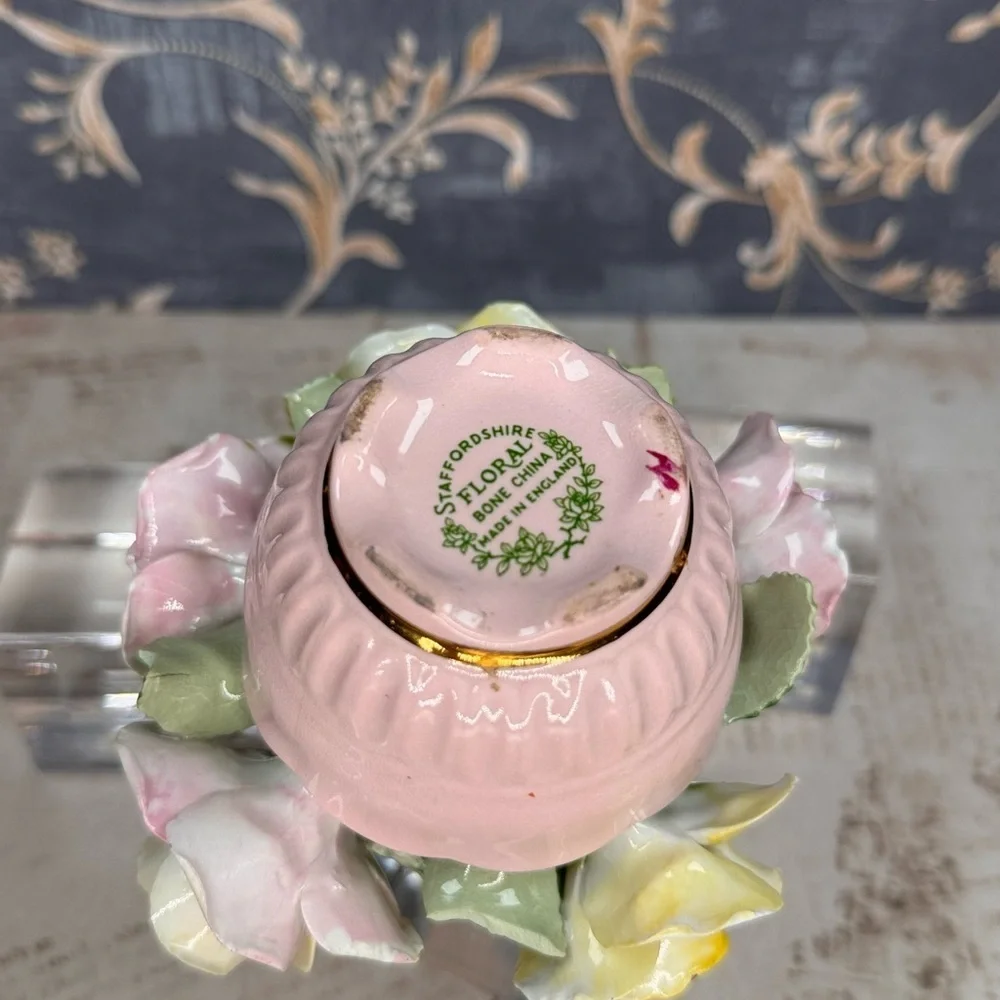 Vintage Staffordshire Bone China Floral Arrangement England Hand Painted